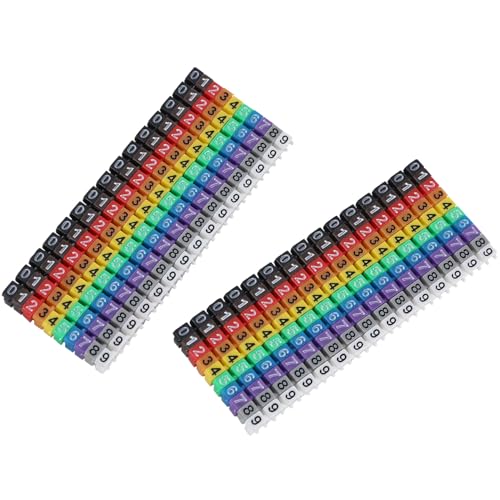 Greluma 1,5 mm² aufsteckbare Kabelmarkierungen, 300 Stück 0-9 codierte Kabelnummernetiketten, bunte Kabelnummerierungsmarkierungsröhre zum Markieren der farbcodierten Kabel von Greluma