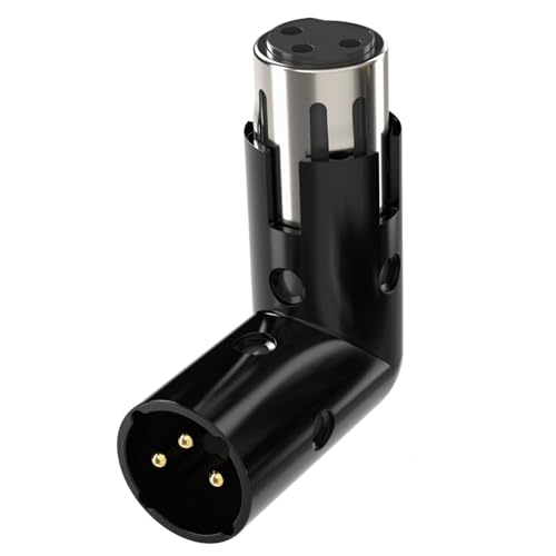 Greluma 1 Stück Verstellbarer rechtwinkliger XLR-Adapter (männlich auf weiblich), 3-poliger XLR-90-Grad-Adapter von Greluma