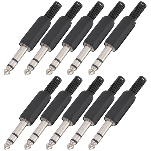 Greluma 10 stück 6,35mm TRS stereo klinkenstecker,1/4 zoll löttyp lötadapterstecker für lautsprechergitarrenkabel,phono patchkabel,mikrofonkabel Greluma 10 stück 6,35mm TRS stereo klinkenstecker,1/4 zoll löttyp lötadapterstecker für lautsprechergitarrenkabel,phono patchkabel,mikrofonkabel von Greluma