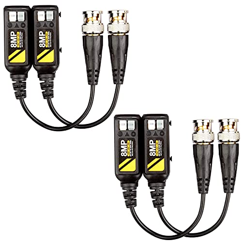 Greluma 2 Paar 8MP Passive HD BNC Video Balun Transceiver Sender AHD/TVI/CVI/CVBS Kabelanschlüsse für 4K 720P / 960P / 1080P / 3/4/5 / 8MP CCTV Überwachungskameras von Greluma