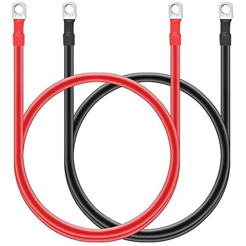 Greluma 2 Stk 5 AWG Batteriekabel aus reinem Kupfer mit 10 mm (3/8 Zoll) Ösen für Solar, Wohnmobil, Auto, Boot, 50 cm schweres Kabel von Greluma