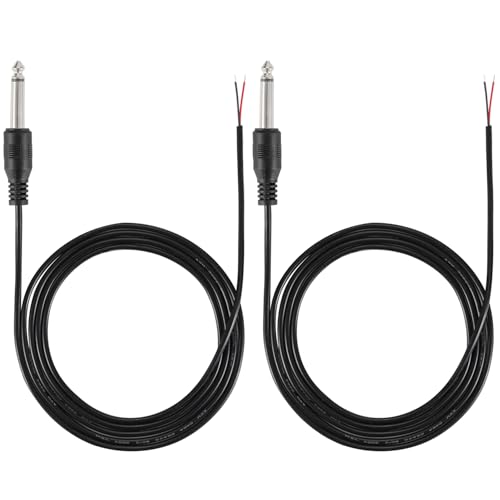 Greluma 2 Stk 1,5m 6,35mm Klinkenstecker auf Lautsprecherkabel Pigtail, 1/4 Zoll TS Mono Stecker auf blankes Kabel mit offenem Ende, 6,3 mm Stecker Audiokabel für Mikrofon-Lautsprecherverstärker Greluma 2 Stk 1,5m 6,35mm Klinkenstecker auf Lautsprecherkabel Pigtail, 1/4 Zoll TS Mono Stecker auf blankes Kabel mit offenem Ende, 6,3 mm Stecker Audiokabel für Mikrofon-Lautsprecherverstärker von Greluma