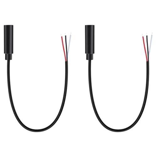 Greluma 2 Stk 3,5 mm 3 polige Buchse auf blanken Draht mit offenem Ende, 0,3 m TRS Stereo Steckerkabel mit 1/8 Zoll Buchse für die Reparatur von Kopfhörer Headset Ohrhörerkabeln von Greluma