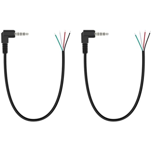 Greluma 2 Stk 90 Grad 3,5mm Stecker auf leeres Kabel mit offenem Ende,30cm TRRS 4 poliges Stereo Audiokabel mit rechtwinkligem 1/8” Stecker für die Reparatur von Kopfhörer/Ohrhörer/Mikrofonkabeln Greluma 2 Stk 90 Grad 3,5mm Stecker auf leeres Kabel mit offenem Ende,30cm TRRS 4 poliges Stereo Audiokabel mit rechtwinkligem 1/8” Stecker für die Reparatur von Kopfhörer/Ohrhörer/Mikrofonkabeln von Greluma