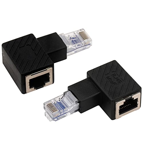 Greluma 2 Stk 90-Grad-Ethernet-Adapter, links- und rechts gewinkelter RJ45-LAN-Anschluss, Stecker auf Buchse, Verlängerungsnetzwerkanschluss, für Computer, Laptops, Router von Greluma