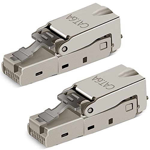 Greluma 2 Stk werkzeugloser RJ45 Cat6 / 6A-Feldanschluss Modularer Stecker, Cat6A RJ45 Abgeschirmt für 23-26AWG-Installationskabel von Greluma