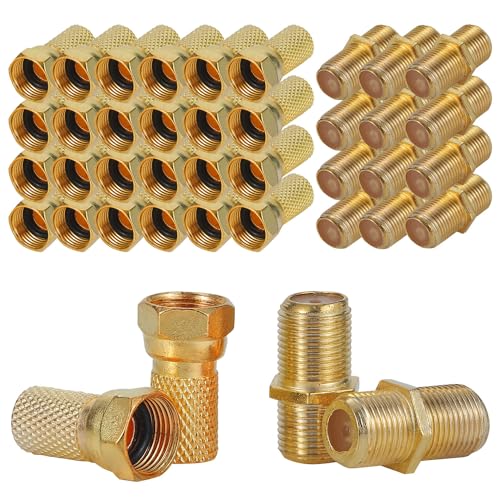 Greluma 24 Stk 6,5–7 mm F-Stecker + 12 Stück F-Buchse auf Buchse, Koaxialkabel-Stecker für SAT-TV-Antennen Greluma 24 Stk 6,5–7 mm F-Stecker + 12 Stück F-Buchse auf Buchse, Koaxialkabel-Stecker für SAT-TV-Antennen von Greluma