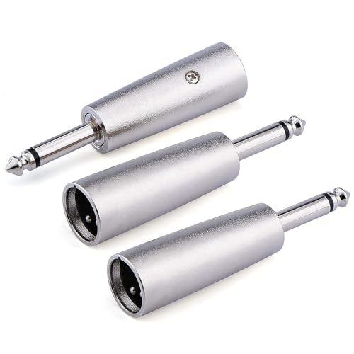 Greluma 3 Stück 1/4 Zoll TS-Stecker auf XLR-Stecker-Adapter,unsymmetrischer 6,35-mm-Mono-Stecker auf 3-poligen XLR-Stecker-Konverter-Audioanschlüsse Greluma 3 Stück 1/4 Zoll TS-Stecker auf XLR-Stecker-Adapter,unsymmetrischer 6,35-mm-Mono-Stecker auf 3-poligen XLR-Stecker-Konverter-Audioanschlüsse von Greluma