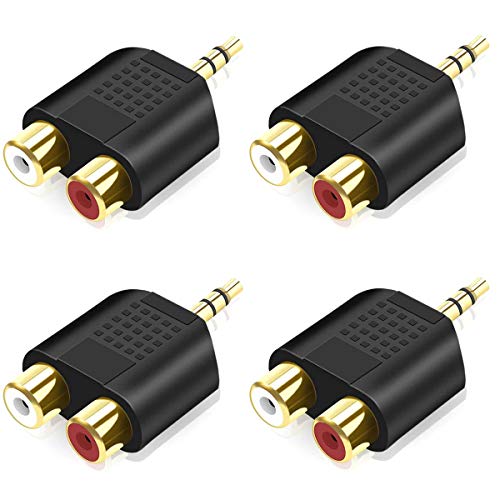 Greluma 4 STK 3,5 mm RCA Cinch Splitter, 3,5 mm Stereo-Stecker auf Dual-Cinch-Buchse-Audioadapter Greluma 4 STK 3,5 mm RCA Cinch Splitter, 3,5 mm Stereo-Stecker auf Dual-Cinch-Buchse-Audioadapter von Greluma