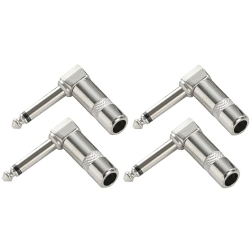 Greluma 4 Stück 90 Grad Lötstecker 6,35 mm,rechtwinkliger 1/4 Zoll Hochleistungs TS Mono Klinkenstecker für Lautsprecher/Gitarren/Mikrofonkabel Greluma 4 Stück 90 Grad Lötstecker 6,35 mm,rechtwinkliger 1/4 Zoll Hochleistungs TS Mono Klinkenstecker für Lautsprecher/Gitarren/Mikrofonkabel von Greluma
