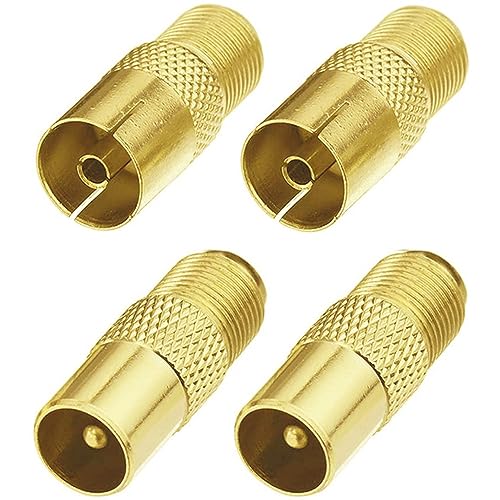 Greluma 4 Stück F-Typ TV Antennen-Koaxial Koppler, F-Typ Schraubanschluss Buchse auf RF Koax-Antennenadapter (F-Typ-Buchse - TV-Stecker/Buchse) von Greluma
