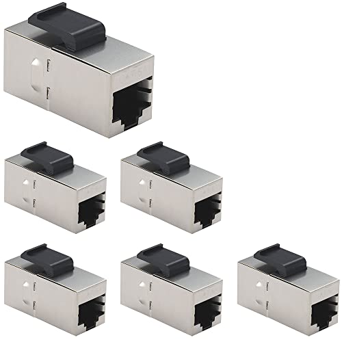 Greluma 6 Stk CAT6A Trapezblechen, RJ45-Koppler Buchse zu Buchse Gerade geschirmte Inline-Cat6A-Kabelnetzwerk-Ethernet-Modul Silber Greluma 6 Stk CAT6A Trapezblechen, RJ45-Koppler Buchse zu Buchse Gerade geschirmte Inline-Cat6A-Kabelnetzwerk-Ethernet-Modul Silber von Greluma