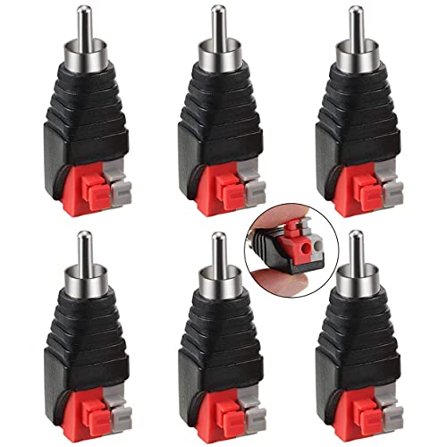 Greluma 6 Stk RCA Cinch zu Lautsprecher Kabeladapter Subwoofer Lautsprecher Phono Cinch-Stecker zu AV 2 Schraubklemme Video Audio Federpresse Typ Balun für CCTV Greluma 6 Stk RCA Cinch zu Lautsprecher Kabeladapter Subwoofer Lautsprecher Phono Cinch-Stecker zu AV 2 Schraubklemme Video Audio Federpresse Typ Balun für CCTV von Greluma