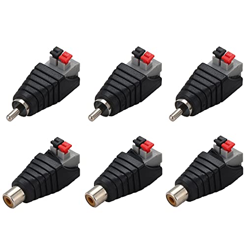 Greluma 6 STK RCA zu Lautsprecher Kabel Adapter Subwoofer Lautsprecher Phono RCA Stecker/Buchse zu AV 2 Schraubklemme Video Audio Feder Presse Typ Balun für CCTV Greluma 6 STK RCA zu Lautsprecher Kabel Adapter Subwoofer Lautsprecher Phono RCA Stecker/Buchse zu AV 2 Schraubklemme Video Audio Feder Presse Typ Balun für CCTV von Greluma
