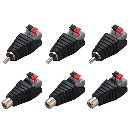 Greluma 6 Stk RCA zu Lautsprecher Kabel Adapter Subwoofer Lautsprecher Phono RCA Stecker/Buchse zu AV 2 Schraubklemme Video Audio Feder Presse Typ Balun für CCTV von Greluma