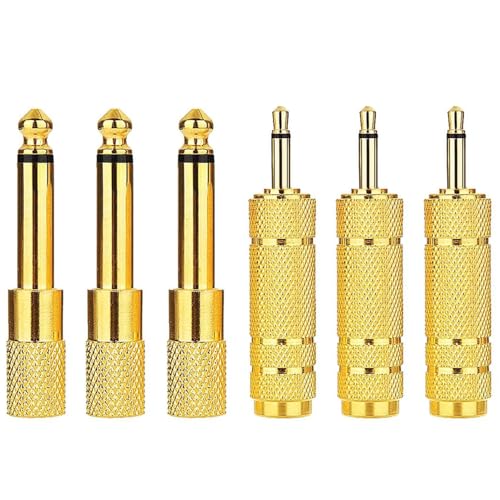 Greluma 6 Stück 3,5 mm TS Buchse auf 6,35 mm Stecker und 1/8 Zoll Mono Stecker auf 1/4 Zoll Buchse Audio Adapterkonverter für Kopfhörer,Mikrofon,Lautsprecher,Gitarre von Greluma