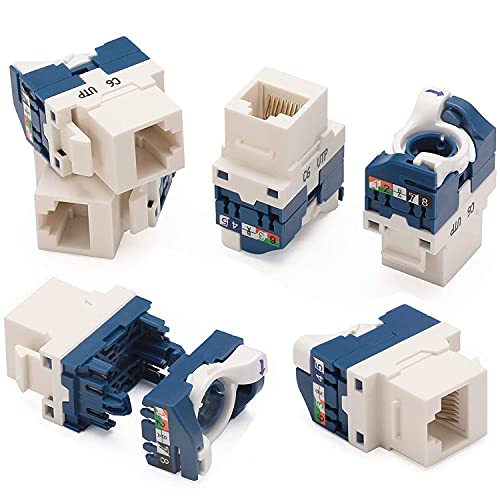 Greluma 6 Stück CAT6 Toolless Keystone Jack, 180-Grad-RJ45-Buchsen für Wandplatten von Greluma