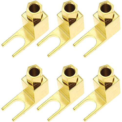 Greluma 6 Stück Lautsprecherkabel Verbinder, Hi-End Banana zu Spaten Adapterstecker Lautsprecherkabel Draht Rechtwinkliger Spaten Gabel und Bindung Pfostenverbinder,Vergoldet Greluma 6 Stück Lautsprecherkabel Verbinder, Hi-End Banana zu Spaten Adapterstecker Lautsprecherkabel Draht Rechtwinkliger Spaten Gabel und Bindung Pfostenverbinder,Vergoldet von Greluma