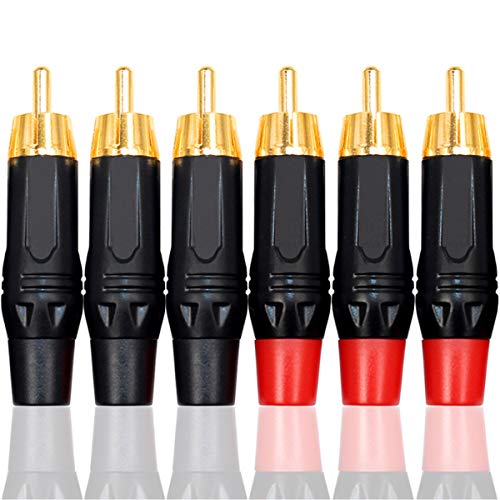 Greluma 6 Stück RCA Stecker, Vergoldete Audio-Phono-Lötstecker, Cinch-Buchsen Kabelanschluss Greluma 6 Stück RCA Stecker, Vergoldete Audio-Phono-Lötstecker, Cinch-Buchsen Kabelanschluss von Greluma
