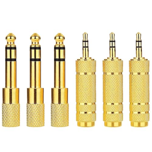 Greluma 6 stück 3,5mm TRS stecker auf 6,35mm buchse und 1/8" buchse auf 1/4" stecker Audio Stereo Adapter konverter für kopfhörer,mikrofon von Greluma