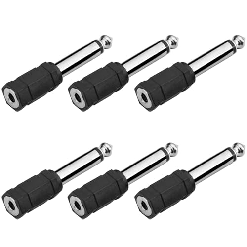 Greluma 6 stück 6,35mm Mono auf 3,5mm Adapter,1/4" TS männlicher stecker auf 1/8" buchse konverter für kopfhörer,mikrofon von Greluma