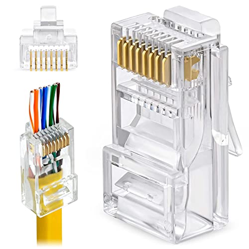 Greluma 60 Stk RJ45 CAT6 Pass-Through-Anschlüsse Enden Ethernet vergoldeter Netzwerk-Endstecker von Greluma