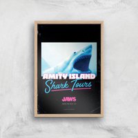 Der weiße Hai Amity Island Shark Tours Giclee Art Print - A4 - Wooden Frame von Gremlins