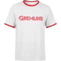 Gremlins Retro Logo T-Shirt - White/Red Ringer - L von Gremlins