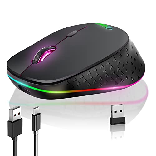 Greshare Drahtlose Gaming Maus Computer Maus PC Maus Mac Gaming Maus Bluetooth Maus Soundless Maus Mäuse für PC, Tablet, Laptop mit Win/Pad/Mac/Linux/Andriod/iOS.Gift(Schwarz) von Greshare