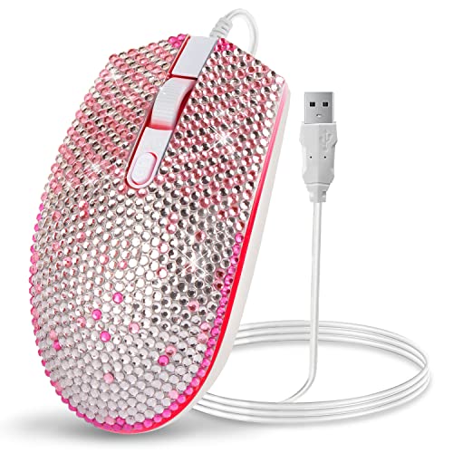 Greshare Gaming-Maus, 7 Farben, Hintergrundbeleuchtung, ergonomisch, USB-Kabel mit 1600 DPI und 6 Tasten, 4 Aufnahmen für Computer/Win/Mac/Linux/Android/iOS. (Weiß und Rosa) von Greshare