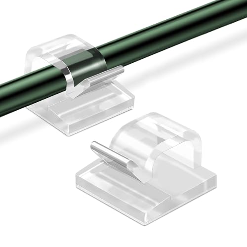 Gresonic 50 Stück Kabelhalter, Outdoor Kabelclips, Lichtclips Kabelklemmen, Selbstklebend Kabelbefestigung Verstecken Kabelführung Halterung für Kabelhalterung Lichterkette (50Pc Transparent) von Gresonic