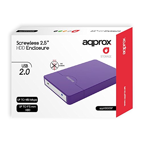 APPROX ca. schraubenlos 2,5 Festplatte SATA Gehäuse mit USB 2.0 Anschluss violett von Griffin