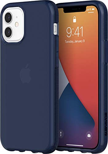 Griffin Survivor Clear Case Hülle nach Militärstandard für Apple iPhone 12 Mini (5,4") [Dünnes Design I Stoßdämpfende Ecken I Qi kompatible Handyhülle] (transparent blau) - GIP-049-NVY, Blue von Griffin