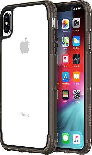 Griffin Survivor Clear Case Schutzhülle nach Militärstandard für Apple iPhone Xs Max [Kratzfeste Beschichtung , Dünnes Design , Stoßdämpfende Ecken , Qi kompatibel] (transparent/schwarz) - GIP-012-CBK von Griffin