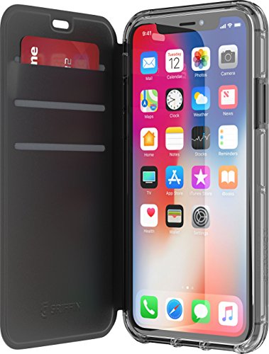 Griffin Survivor Clear Wallet Case Schutzhülle nach Militärstandard für Apple iPhone Xs / X [Kratzfeste Beschichtung I Kartenfächer I Stoßdämpfende Ecken] (schwarz/transparent) - TA43989 von Griffin