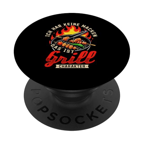 Grill Charakter Papa Vatertag Spruch Für Männer Humor PopSockets Klebender PopGrip von Grill Charakter Papa Vatertag Geschenk Humor