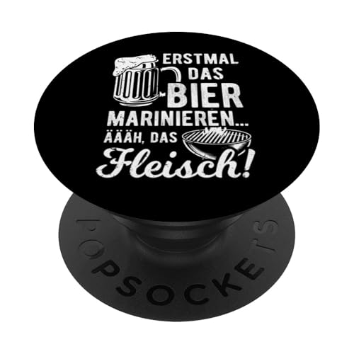 Grillen Bier Fleisch Marinieren Lustig Vatertag Männer PopSockets Klebender PopGrip von Grillen Bier Fleisch Marinieren Vatertag Geschenk