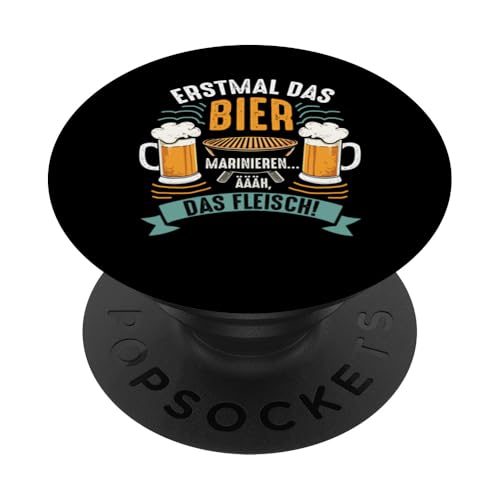 Grillen Bier Fleisch Marinieren Lustig Vatertag Männer PopSockets Klebender PopGrip von Grillen Bier Fleisch Marinieren Vatertag Geschenk
