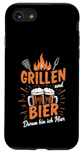 Grillen Bier Vatertag Lustig Saufen Spruch BBQ Papa Männer Hülle für iPhone SE (2020) / 7 / 8 von Grillen Bier Lustig Vatertag Männer Geschenkidee