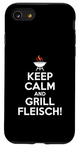 Keep Calm Grill Fleisch Grillen Männer Spruch Hülle für iPhone SE (2020) / 7 / 8 von Grillen Fleisch Humor Männer BBQ Spruch