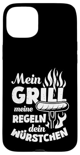 Grillen Mein Grill Meine Regeln Dein Würstchen Vatertag Mann Hülle für iPhone 15 Plus von Grillen Mein Grill Meine Regeln BBQ Papa Geschenk
