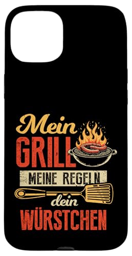 Grillen Mein Grill Meine Regeln Dein Würstchen Vatertag Mann Hülle für iPhone 15 Plus von Grillen Mein Grill Meine Regeln BBQ Papa Geschenk