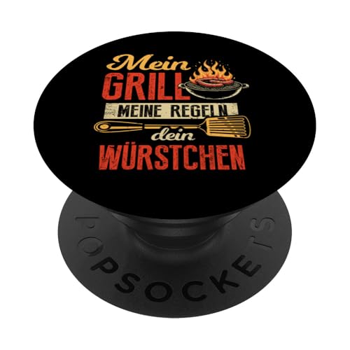 Grillen Mein Grill Meine Regeln Dein Würstchen Vatertag Mann PopSockets Klebender PopGrip Grillen Mein Grill Meine Regeln Dein Würstchen Vatertag Mann PopSockets Klebender PopGrip von Grillen Mein Grill Meine Regeln BBQ Papa Geschenk