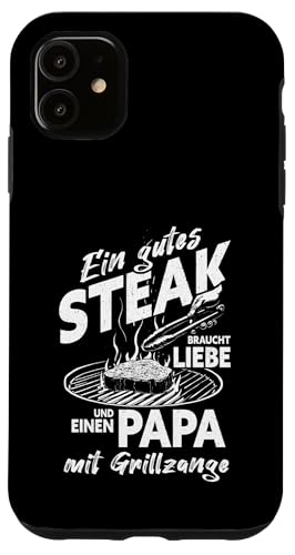 Grillen Steak Liebe Papa mit Grillzange Vatertag Männer Hülle für iPhone 11 von Grillen Papa Steak Liebe Grillzange Vatertag BBQ