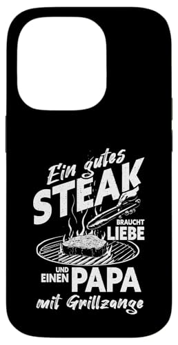 Grillen Steak Liebe Papa mit Grillzange Vatertag Männer Hülle für iPhone 14 Pro von Grillen Papa Steak Liebe Grillzange Vatertag BBQ