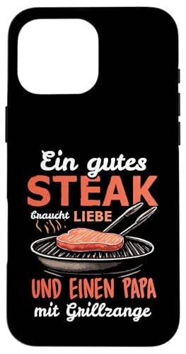 Grillen Steak Liebe Papa mit Grillzange Vatertag Männer Hülle für iPhone 16 Pro Max Grillen Steak Liebe Papa mit Grillzange Vatertag Männer Hülle für iPhone 16 Pro Max von Grillen Papa Steak Liebe Grillzange Vatertag BBQ