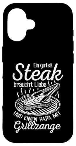 Grillen Steak Liebe Papa mit Grillzange Vatertag Männer Hülle für iPhone 16 Grillen Steak Liebe Papa mit Grillzange Vatertag Männer Hülle für iPhone 16 von Grillen Papa Steak Liebe Grillzange Vatertag BBQ