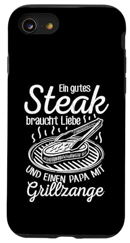 Grillen Steak Liebe Papa mit Grillzange Vatertag Männer Hülle für iPhone SE (2020) / 7 / 8 von Grillen Papa Steak Liebe Grillzange Vatertag BBQ