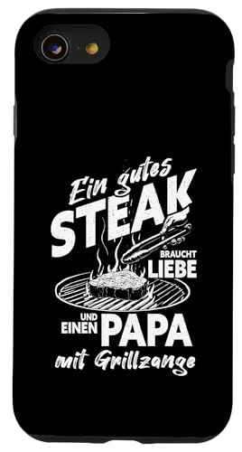 Grillen Steak Liebe Papa mit Grillzange Vatertag Männer Hülle für iPhone SE (2020) / 7 / 8 von Grillen Papa Steak Liebe Grillzange Vatertag BBQ