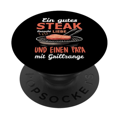 Grillen Steak Liebe Papa mit Grillzange Vatertag Männer PopSockets Klebender PopGrip Grillen Steak Liebe Papa mit Grillzange Vatertag Männer PopSockets Klebender PopGrip von Grillen Papa Steak Liebe Grillzange Vatertag BBQ